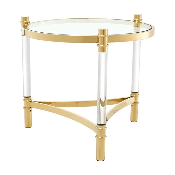 Golden Frame Acrylic Round Side Table  (Small)- SHBR 035