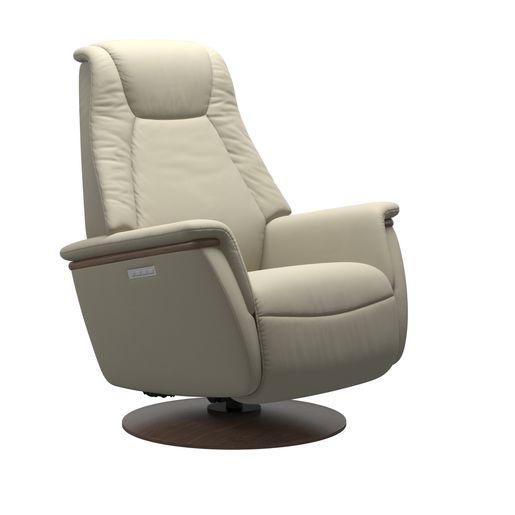Stressless Max Paloma Vanilla Leather Finish Recliner Chair with Walnut Wood Base