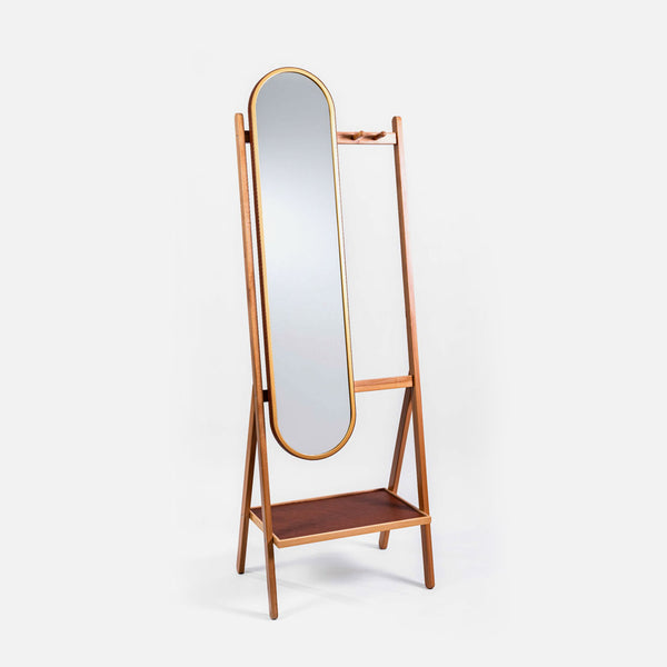 SunHome Furniture Solid Wood Stand Mirror - Full-Length Floor Mirror for Bedroom or Living Room Decor - Modern Design, High-Quality Materials - W7800
