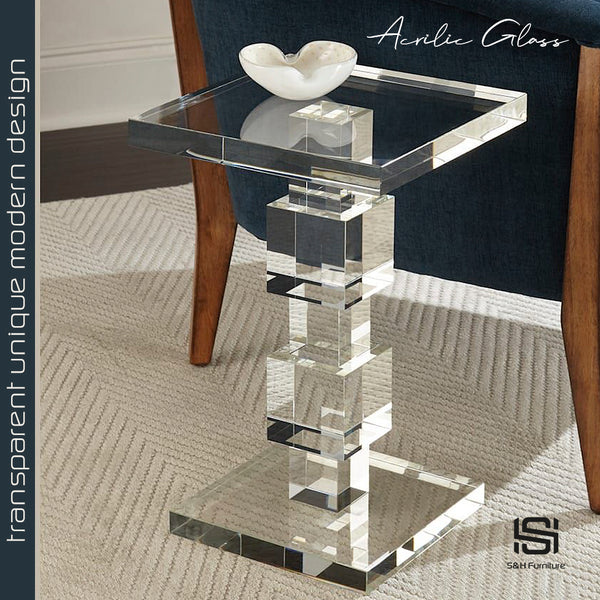 Acrylic Design Square Side Table - SHBR 864-L | SunHome Furniture