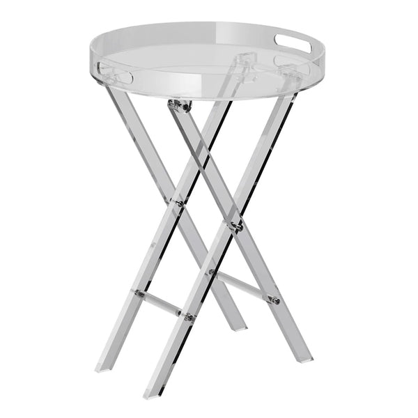 Acrylic Folding Side Tray Table, Acrylic End Table with Folding X Leg, Clear Acrylic Side Table for Coffee, Drink and Food - HD24682