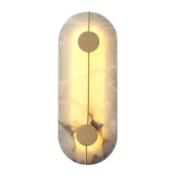 Oval Marble Wall Sconce Modern Stone Wall Light for Indoor Decor Gold Brass Anti-Rust Wall Mount Lighting Warm Light 3000K Wall Lamp for Balcony Bedroom Living Room